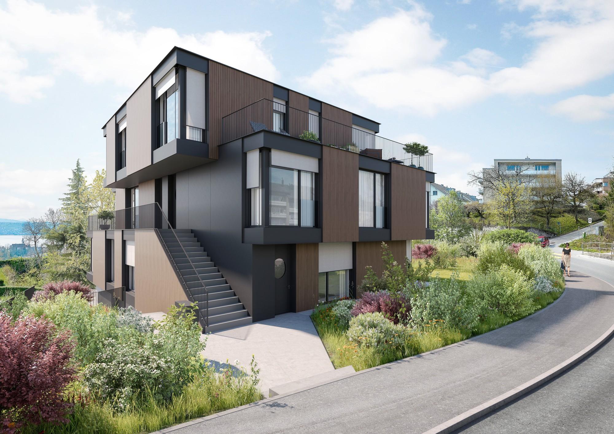 Modernes Mehrfamilienhaus im Außenbereich