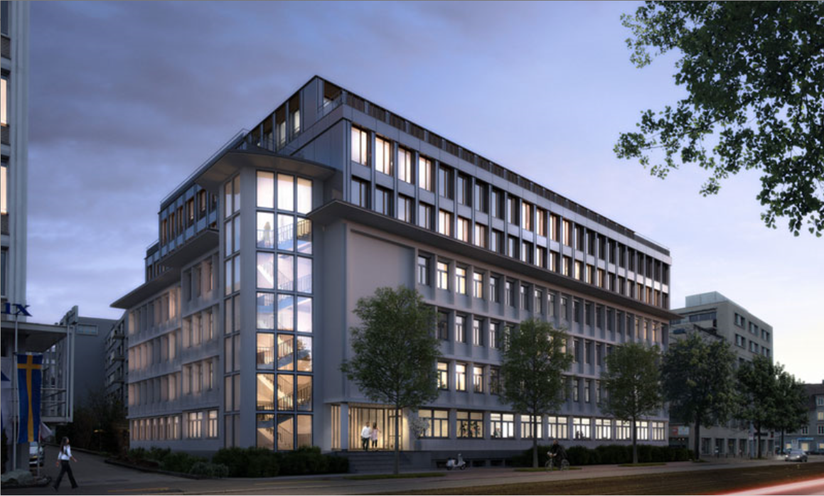 Modernes Büro- bzw. Verwaltungsgebäude bei Dämmerung